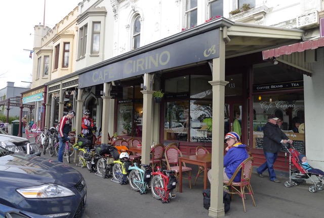Bromptons are just so neat! Cafe Cirino was a good place to stop for brunch - Melbourne Brompton Club & Go Cycling Melbourne